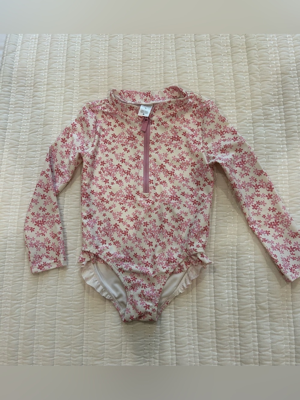 Carter’s Pink/Ivory One Piece Rashguard style Swimsuit Size 4T